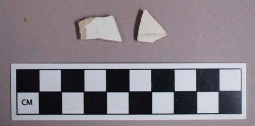 Ceramic, creamware, molded, body sherd; Ceramic, whiteware, body sherd