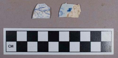 Ceramic, pearlware, blue transfer print, body sherds