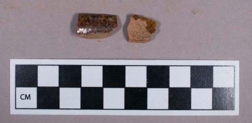 Ceramic, redware, lead glaze, Manganese mottled, body and rim sherds