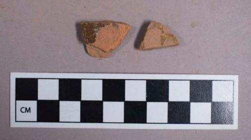 Ceramic, redware, brown lead glaze, body sherds