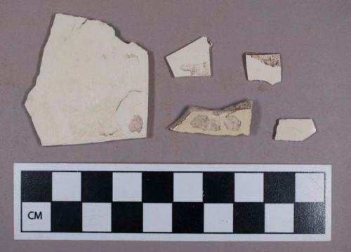 Ceramic, creamware, one with molded decoration, body sherds