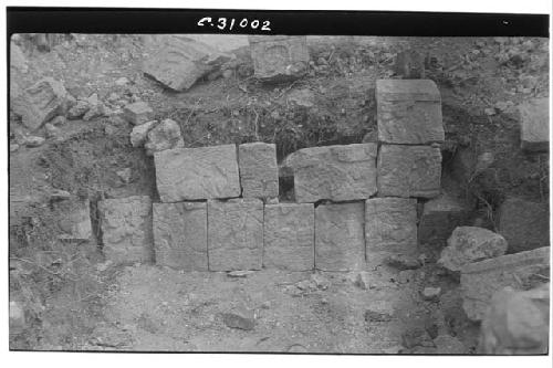 Red HOuse, Ball Court, sculptured panel base of wall.