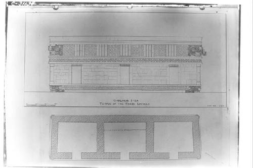 Temple of Three Lintels. Plan and elevation by Bolles.