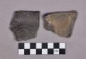 Ceramic, earthenware rim and body sherds, shell-tempered, incised and cord-impressed