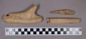Organic, utilized antler fragments, two with gnaw marks, includes a modified tine and a possible flaker
