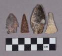 Chipped stone, perforators and projectile points, triangular, lanceolate, side-notched, and stemmed