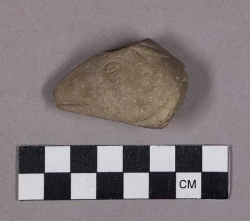 Ground stone, effigy pipe, animal with horns