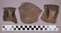 Ceramic, earthenware rim and body sherds, shell-tempered, incised, cord-impressed, and undecorated, strap handles