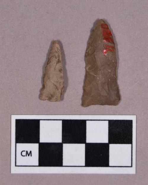 Chipped stone, projectile points, triangular and lanceolate