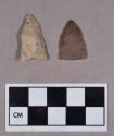 Chipped stone, one eared projectile point, one bifacial fragment