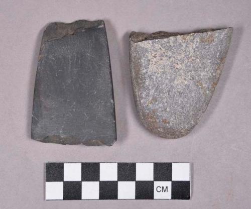 Ground stone, fragments, shaped and levelled