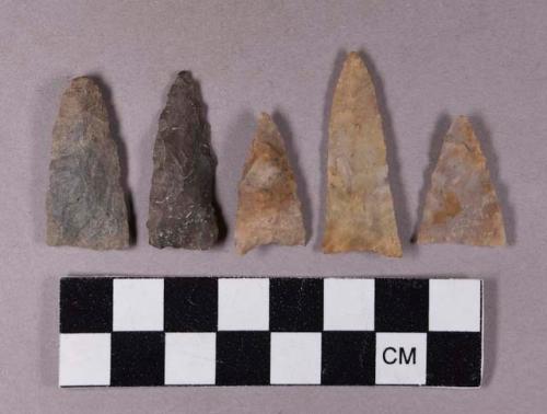 Chipped stone, projectile points, triangular and lanceolate