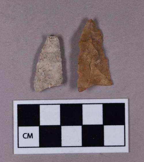 Chipped stone, one bifacial fragment and one lanceolate projectile point
