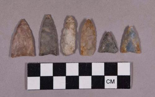 Chipped stone, projectile points, triangular and lanceolate