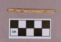 Organic, utilized bone fragment, tapered, reed-shaped object