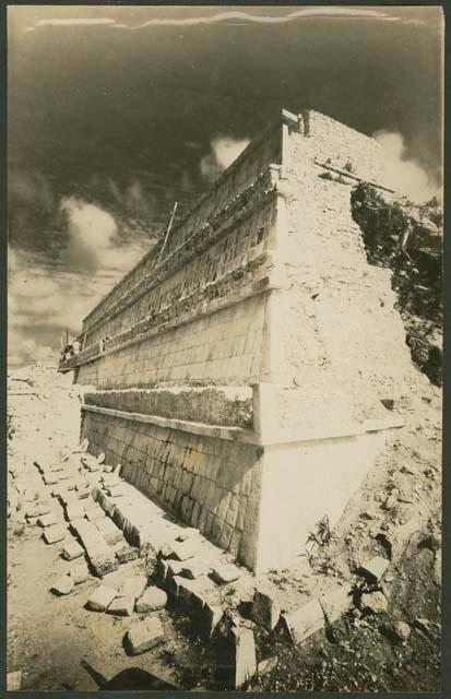 Temple of Warriors, south side after repair of sloping elements