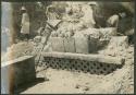 Temple of the Two Lintels, excavation at front