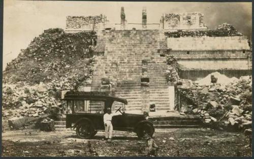 Temple of Warriors, western facade after excavation and partial repair