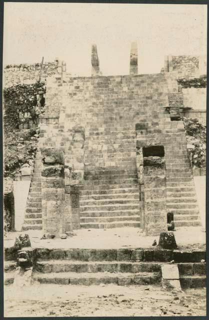 Temple of Warriors, main stairway after excavation and repair