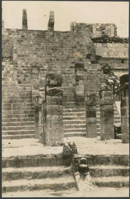 Temple of Warriors, main stairway after excavation and repair