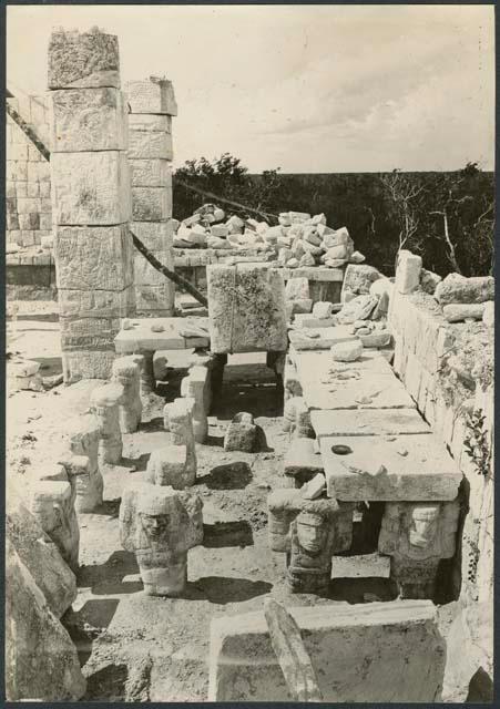 Temple of Warriors, during repair of altar