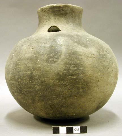 Ceramic vessel, complete, slightly flared neck