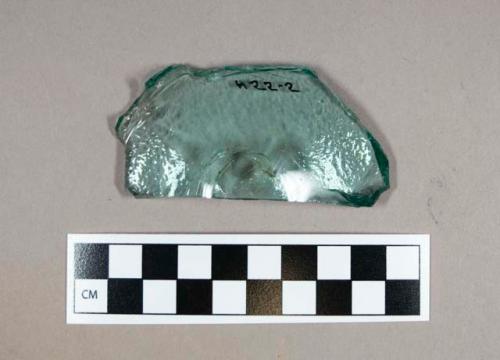 Glass, aqua bottle base fragment with pontil scar