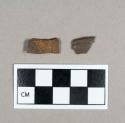 Ceramic, redware body sherds, glazed, weathered