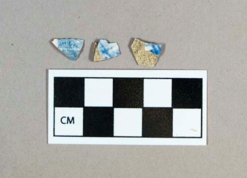 Ceramic, blue transfer printed whiteware body sherds