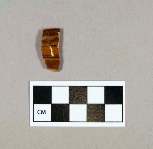 Ceramic, lead glazed red bodied earthenware body sherd