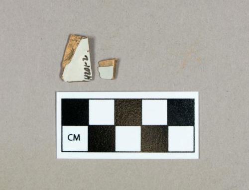 Ceramic, undecorated pink paste tin glazed body sherds