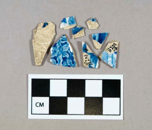 Ceramic, blue transfer printed pearlware body sherds