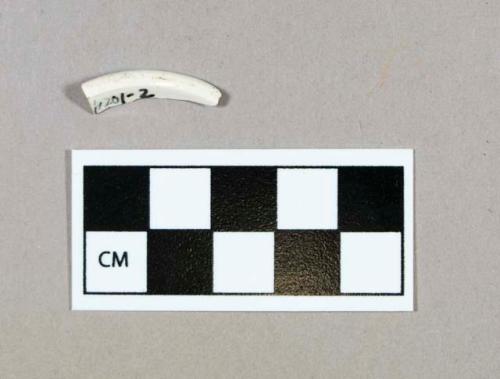 Ceramic, undecorated whiteware foot rim sherd