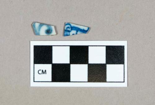 Ceramic, blue underglaze hand-painted porcelain body sherd