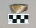 Ceramic, tan glazed gray bodied stoneware body sherd