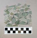 Glass, greenish/aqua flat glass fragments