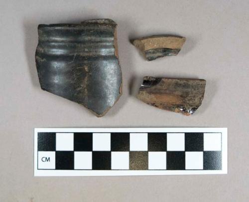 Ceramic, black glazed redware base sherds