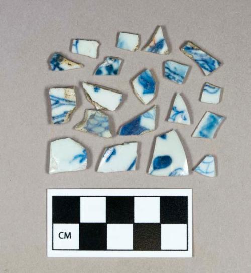 Ceramic, blue hand-painted porcelain body sherds