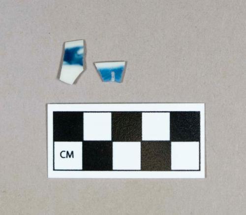 Ceramic, blue hand-painted porcelain rim sherd