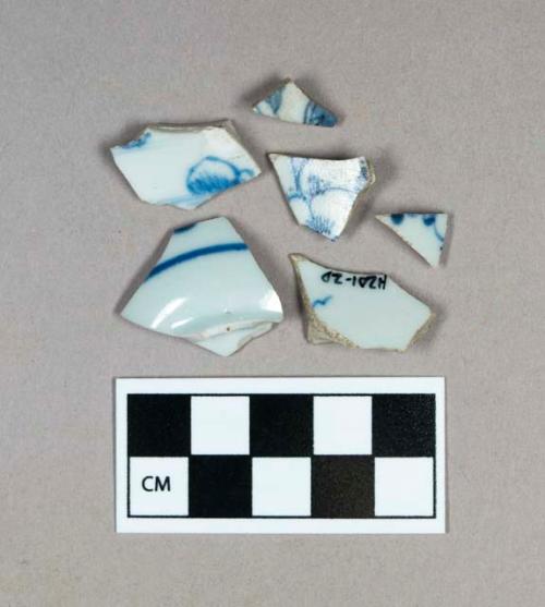 Ceramic, blue hand-painted porcelain base sherds
