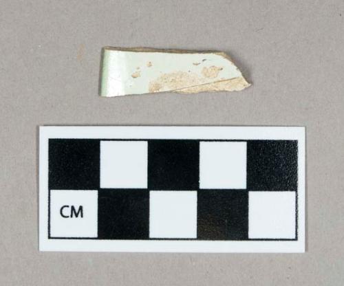 Ceramic, pearlware, partial rim sherd, green edge-decorated