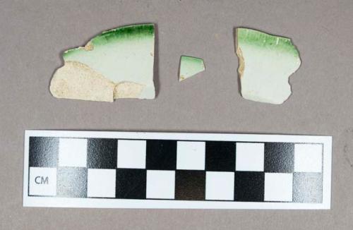 Ceramic, pearlware rim sherds, green scalloped edge