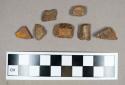 Ceramic, redware body sherds, glazed, weathered