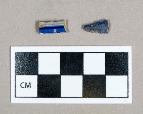 Ceramic, gray-bodied salt-glazed stoneware body sherds with cobalt blue decoration