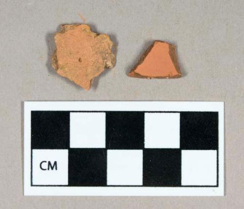 Ceramic, redware body sherds, unglazed/missing surface