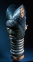 Baton with head on ringed neck, finely incised coiffure, "used in snake cult" wo