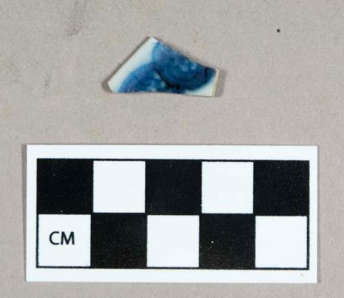 Ceramic, porcelain rim sherd, blue underglaze painted