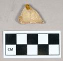 Ceramic, yellowware body sherd, brown marbled/variegated decoration on exterior