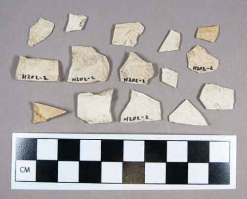 Ceramic, refined earthenware body sherds, glaze/surface missing