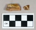 Ceramic, redware body sherds, clear glaze with yellow slip